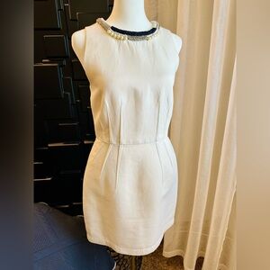 3.1 Phillip Lim 8 Sheath Dress cream/white pearls/embellished neckline